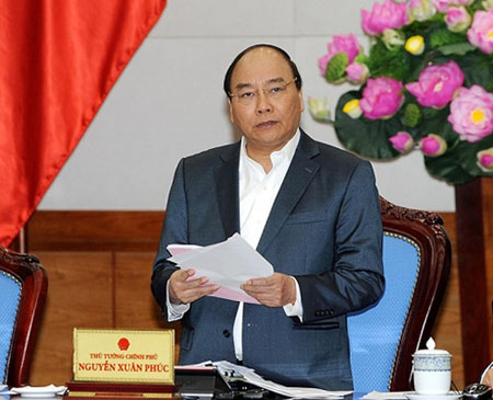 Thủ tướng Nguyễn Xuân Phúc phát biểu tại phiên họp Chính phủ thường kỳ tháng 2.